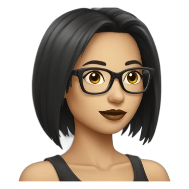 Glasses sexy girl with black hair sticker