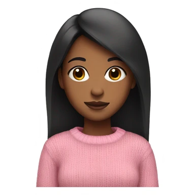 Brown skin girl with straight black hair in a pink sweater sticker
