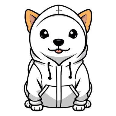Dog wearing a hoodie sticker