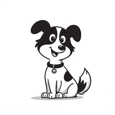 Border collie dog with only one black ear sticker