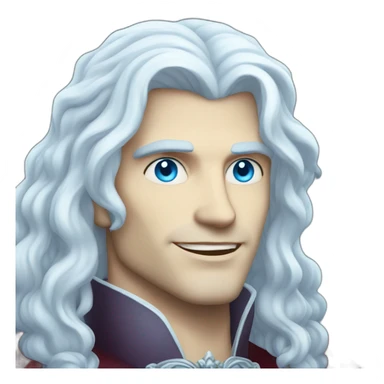 pale handsome flirty vampire king with long wavy white hair and light blue eyes sticker