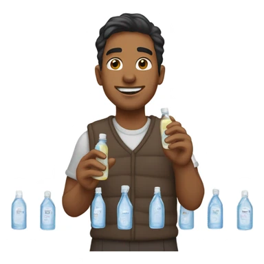 Brown man holding bottles of baby oil sticker