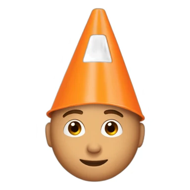 Orange traffic cone on a guy head sticker
