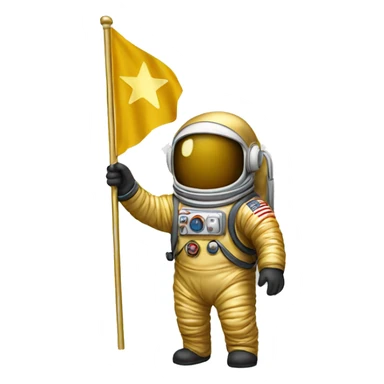 golden astronaut flag sticker