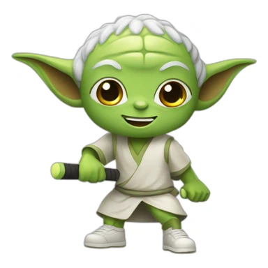 Happy Yoda tennis player sticker