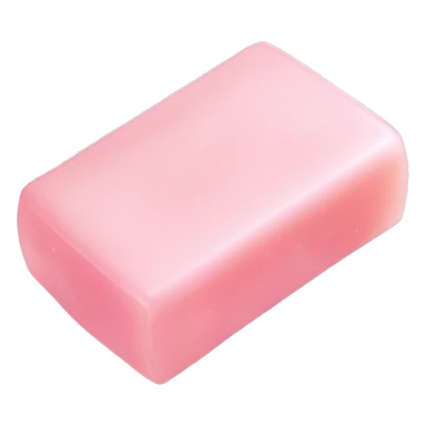 Light pink soap bar sitting on a soap holder, with soap bubbles  sticker