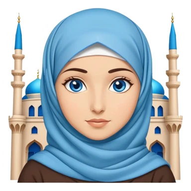 Turkish beautiful finish Konya girl blue eyes with hijab dress on ramadan background  sticker