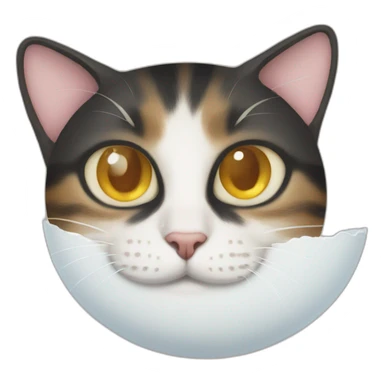 Half cat half egg sticker