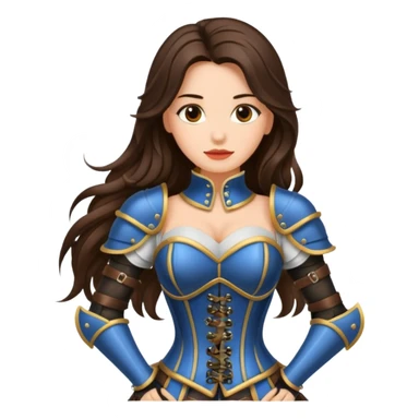 long hair brunette woman with corset armour sticker