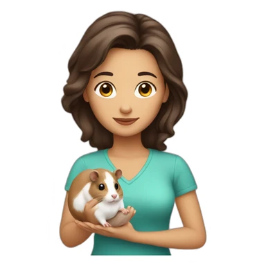 Brunette holding hamster sticker
