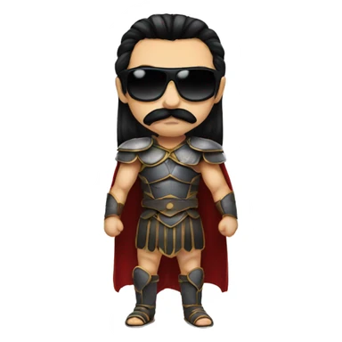 gladiator with long straight black hair, black moustache and sunglasses sticker