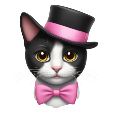 Cute Tuexdo cat wearing a pink top hat sticker