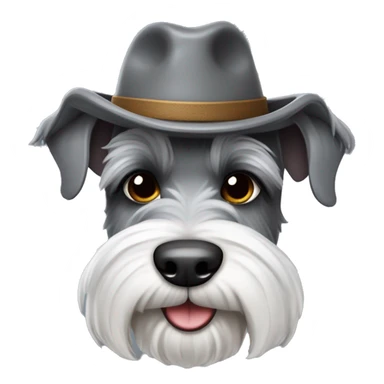 crea un perro schnauzer gris con un sombrero sticker