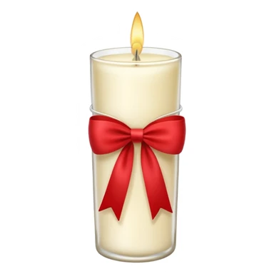 Soft vanilla long glass candle, with little red bow sticker