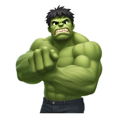 Hulk holding index finger and middle finger up (peace sign) sticker