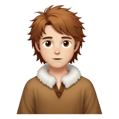 medieval spring outfit worn by a DnD themed fantasy male character. cotton tunic with sleeves rolled to the elbow, featuring a light fur-lined collar for chilly mornings. clothes only above the waist. The clothes full waist. The character's haven't arms. character is white-skinned, chestnut brown hair, amber eyes, shoulder-length messy hair. sticker