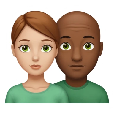 Black bald guy with brown eyes & a white girl brown hair with green eyes  sticker