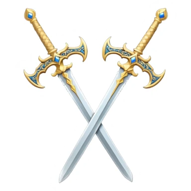 Two Golden royal swords with gold blades and gold handel sticker