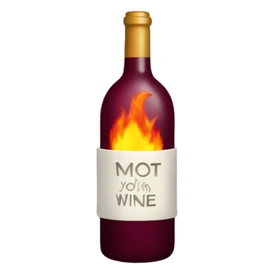 Bottle of wine with fire on top sticker