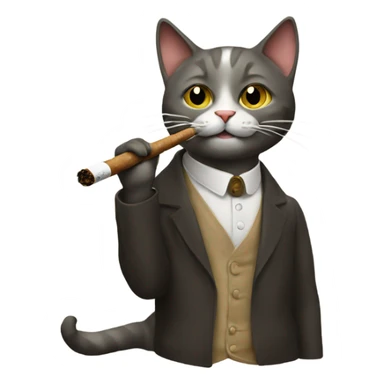 Cat pipe smoking sticker