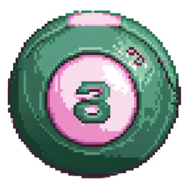 pink billiard ball with the number 23 inside a white circle sticker