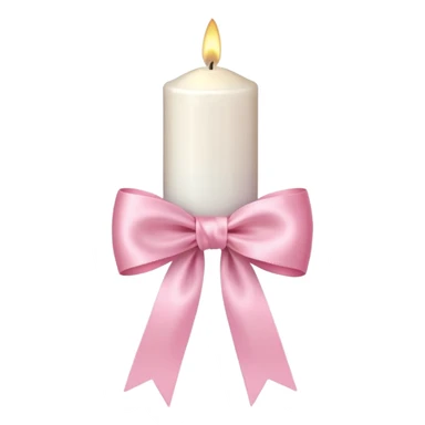 white candle with pink pastel ribbon sticker