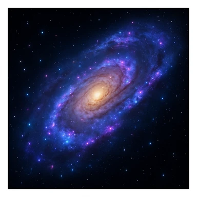 realistic spiral galaxy with glowing nebulae and star clusters sticker