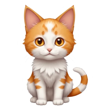 full body of very small + skinny ginger and white kitten with deep orange eyes and triangular shaped face sticker