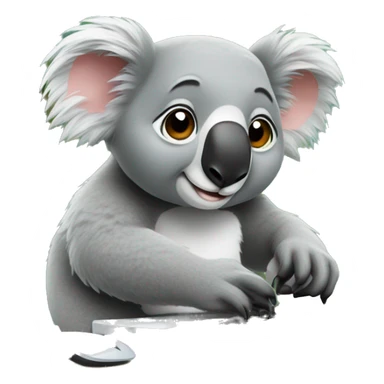 Koala is working on the computer sticker