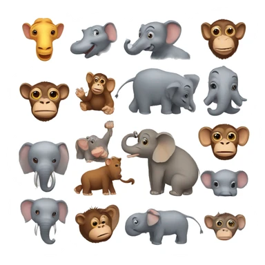 Monkey, elephant, hippopotamus  sticker