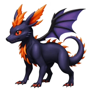 Shiny Fiery Dark Ugly Evil Realistic Glowing Eldritch Horror Cool Edgy Badass Emo Demonic Batty Dusky Punky Aural Bioluminescent Sexy Handsome Canine-Amaura-Salandit-Noibat-Flareon-Fakémon-Digimon-fusion (full body) with intricate pattern markings sticker