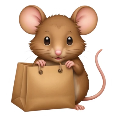 a mouse with a bag sticker