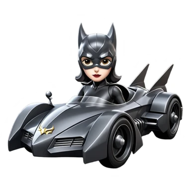 aerodynamic dark rc futuristic concept Catwoman Batgirlmobile loosely based on F1 racing (flat long straight faceted mechanical body) winged stealthy street hot rod  sticker