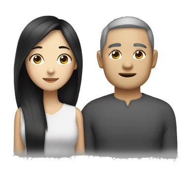 Asian girl with white man sticker