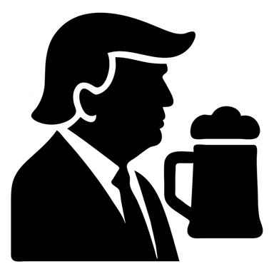 Donald Trump holding a beer, solid filled icon sticker