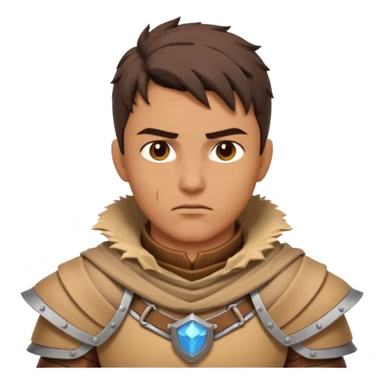 desert warrior portrait, head and shoulders only, sandy cloak collar, leather armor, intense eyes, desert fighter vibe, 3D cartoon, mobile game icon style, clean background, no text, no watermark
 sticker