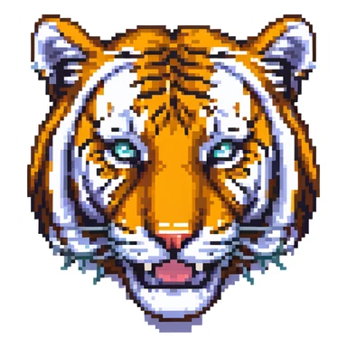 retro pixel art tiger face for Twitch emote sticker
