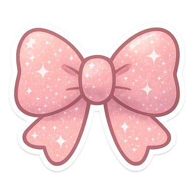 Glitter bow object, cute, shiny, no background sticker