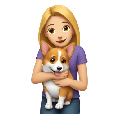 A girl hugging a corgi sticker