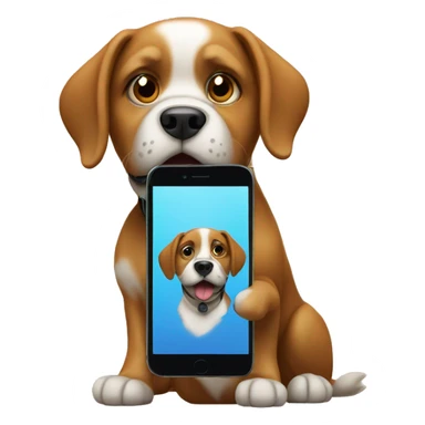a dog with phone sticker