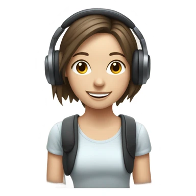 White brunette girl listening to music sticker
