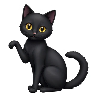cinematic-[black cat]-realistic-full-body-sitting-emoji,-tail-curled-playfully-around-its-paws,-head-tilted-dramatically,-sleek-[black]-fur,-simplified-yet-hilariously-adorable-features,-highly-detailed,-glowing-with-an-almost-sarcastic-glow sticker