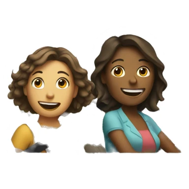 Mum and girl riding in a car sticker