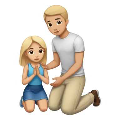 Create me an emoji of a man on his knees before a woman (one man, one woman only) sticker