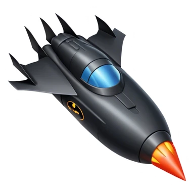 batmobile in rocket ship boom rocket at take-off sticker