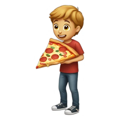 boy eating pizza sticker