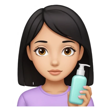 tan girl black hair cute pastel colors skin care sticker