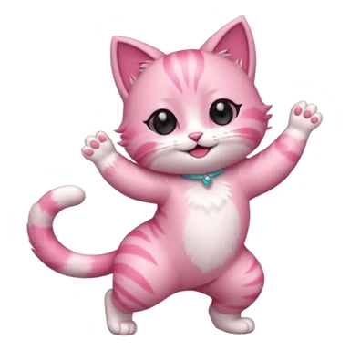 chibi anime pink cat dancing sticker