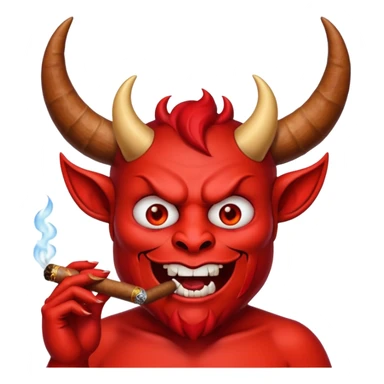 Emoji de diablo con sigarro en la boca sticker