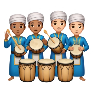 group of friends with drums, celebrating sahur before sunrise, festive mood sticker